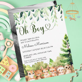 Oh Boy Woodland Foto Boy Baby Dusche Einladung