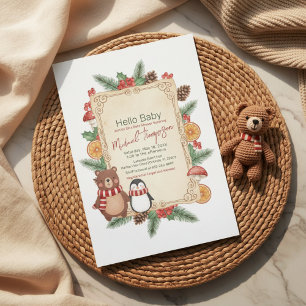 Oh Boy Woodland Winter Baby Shower Einladung