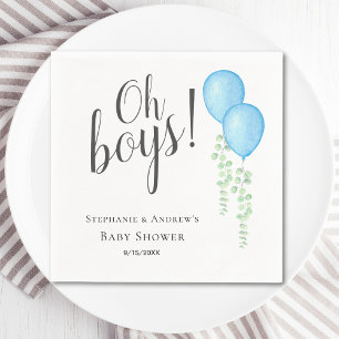 Oh Boys Blue Balloon Twin Boys Baby Dusche Serviette