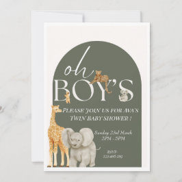Oh Boy's Safari Animals Baby Shower Einladung