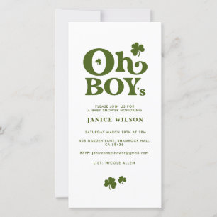 Oh Boy's St. Patrick's Day Babyparty-Einladung Ankündigung