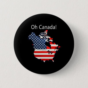 Oh Canada Funny Trump Canada USA Map America's 51s Button