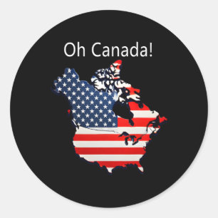 Oh Canada Funny Trump Canada USA Map America's 51s Runder Aufkleber