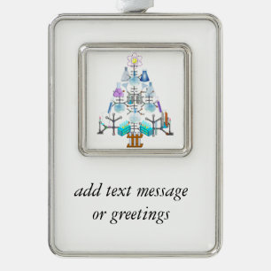 Oh Chemie, Oh Christbaum Rahmen-Ornament Silber
