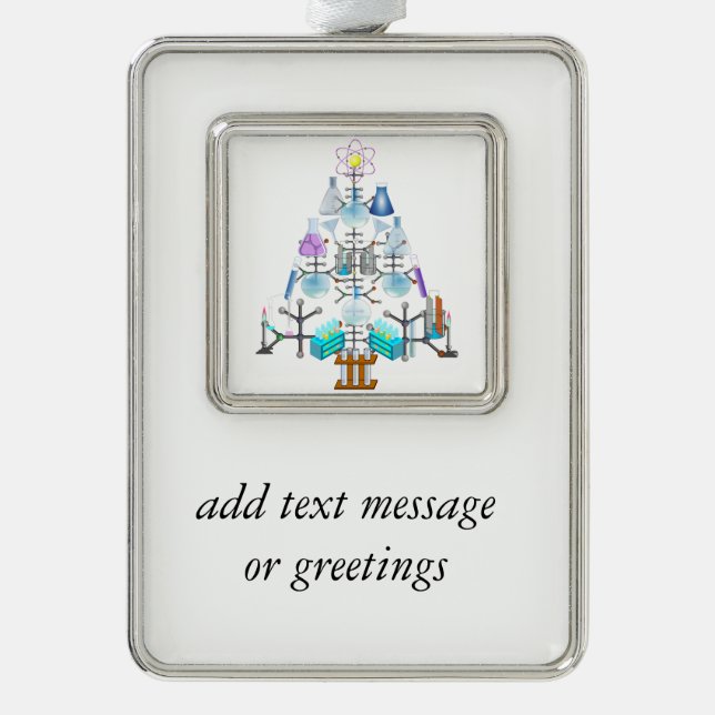Oh Chemie, Oh Christbaum Rahmen-Ornament Silber (Vorderseite)