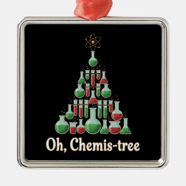 Oh Chemis-tree Funny Science Chemistry Christmas  Ornament Aus Metall (Vorne)