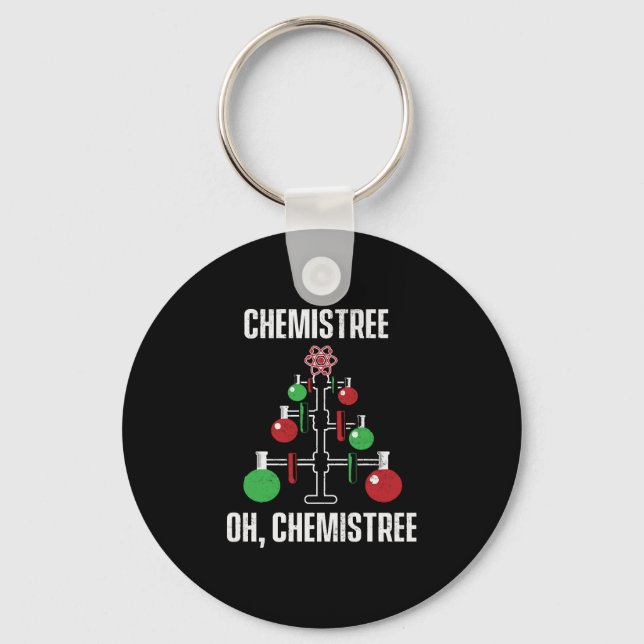 Oh Chemist Tree Chemistree Pun Science Schlüsselanhänger (Vorderseite)