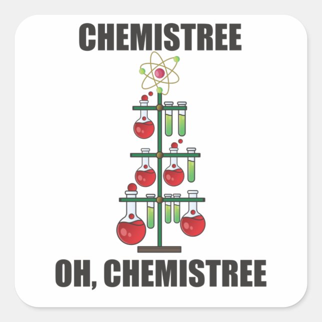 Oh Chemistream Weihnachts Chemie Lehrer Quadratischer Aufkleber (Vorderseite)