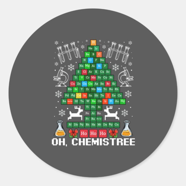 Oh Chemistream Weihnachtschemie Wissenschaft Perio Runder Aufkleber (Vorderseite)