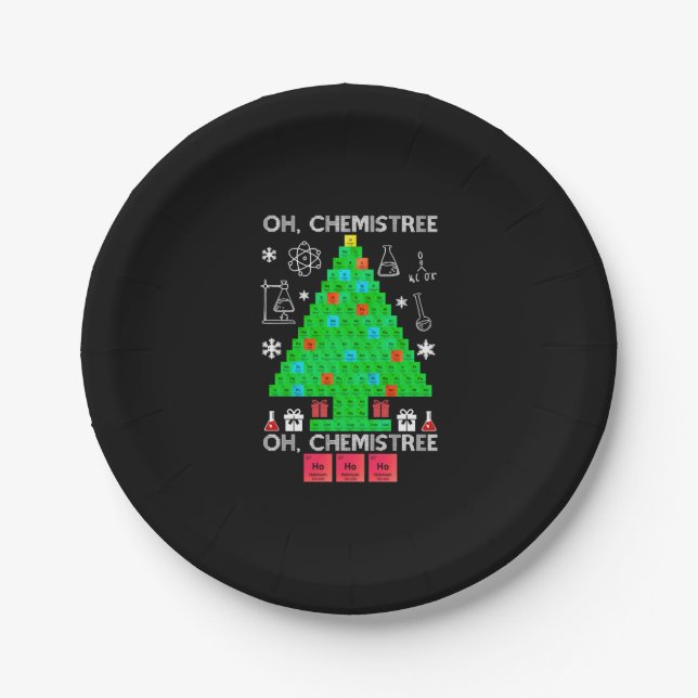 Oh Chemistree Chemist Tree Funny Science Weihnacht Pappteller (Vorderseite)