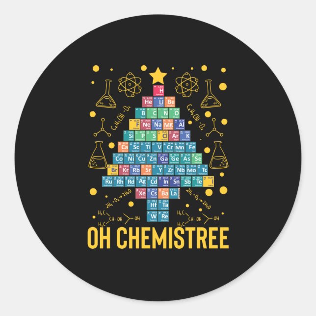 Oh Chemistree Science Christmas Tree Chemistry Runder Aufkleber (Vorderseite)