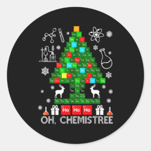 Oh Chemistree Wissenschaftler Chemisches Weihnacht Runder Aufkleber