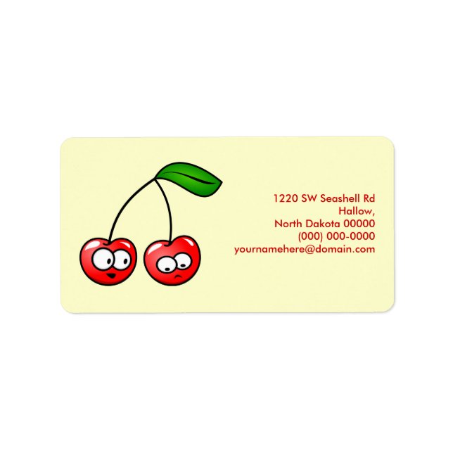 Oh, Cherry Up! Cherries Address Label Adressaufkleber (Vorne)