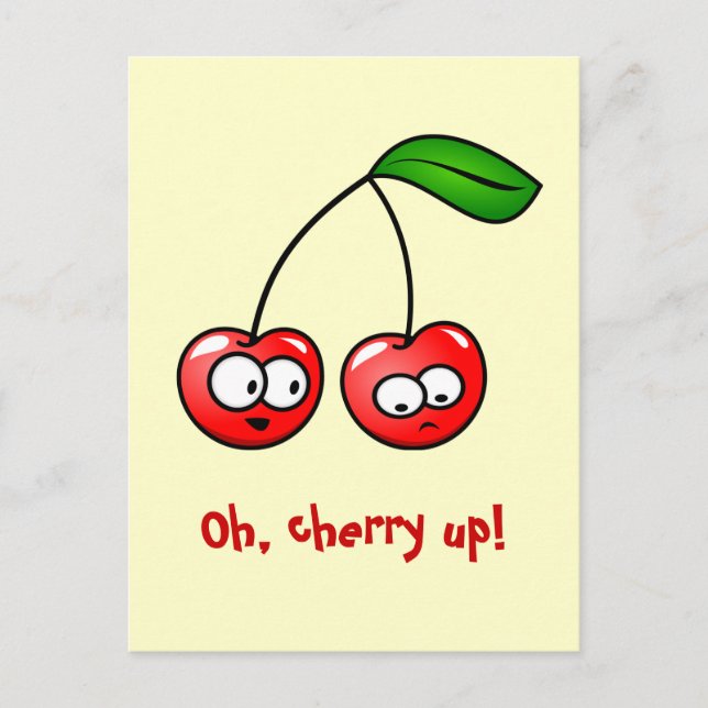 Oh, Cherry Up! Cherries Postcard Postkarte (Vorderseite)