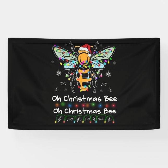 Oh Christmas Bee Bee Weihnachtsmannmütze Bee Light Banner (Horizontal)