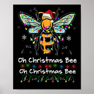Oh Christmas Bee Bee Weihnachtsmannmütze Bee Light Poster