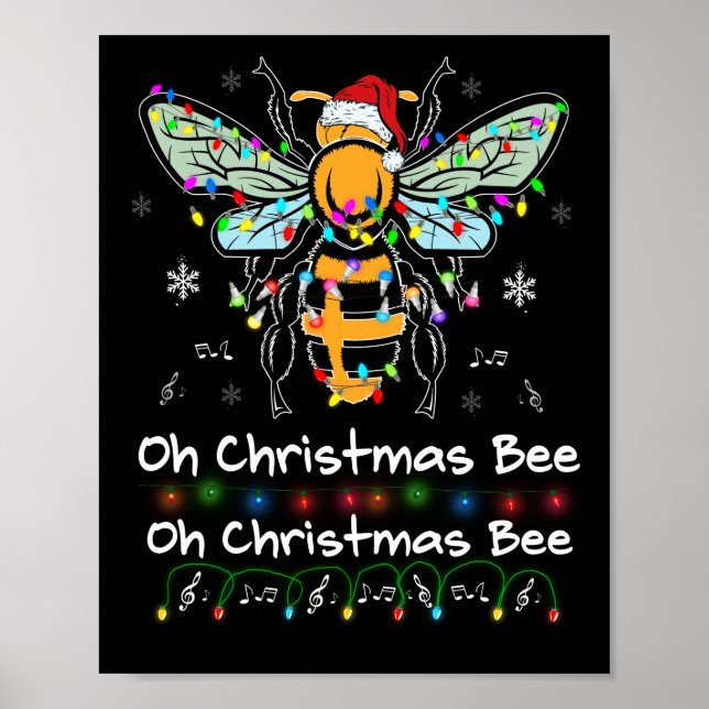 Oh Christmas Bee Bee Weihnachtsmannmütze Bee Light Poster (Vorne)