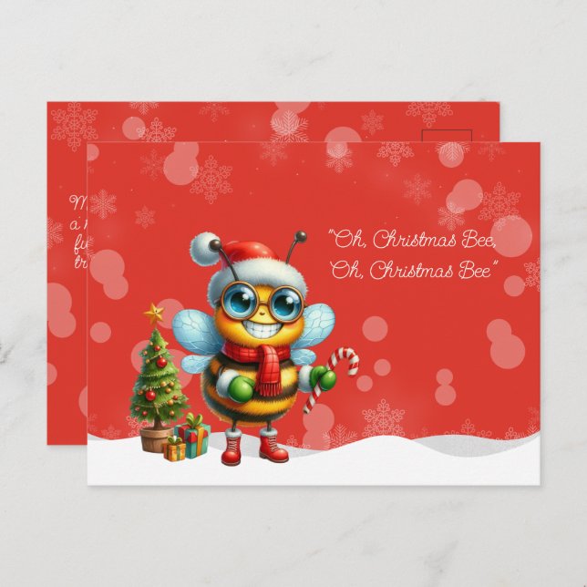 "Oh, Christmas BEE, Oh, Christmas BEE" Postkarte (Vorne/Hinten)