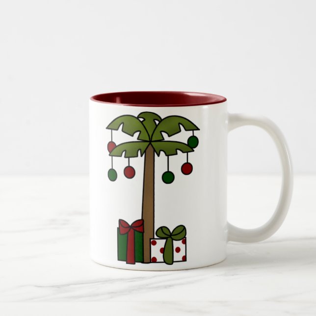 Oh Christmas Palm Tree Zweifarbige Tasse (Rechts)