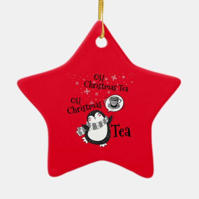 Oh Christmas Tea Penguin Lover - Tea Drinker Keramik Ornament (Hinten)