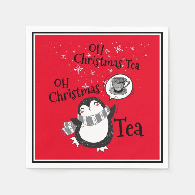 Oh Christmas Tea Penguin Lover - Tea Drinker Serviette (Vorderseite)