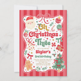 Oh Christmas Tree Coquette Bow 3rd Birthday Einladung
