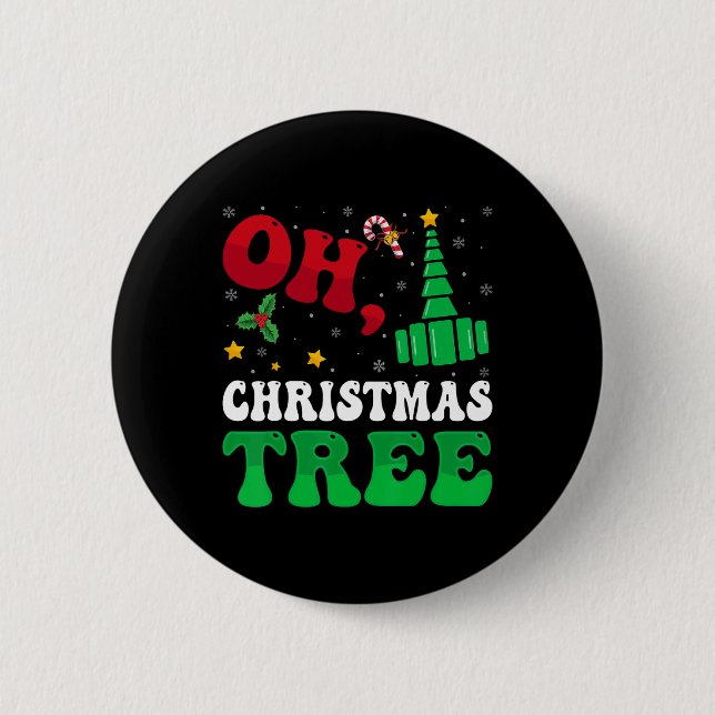 Oh Christmas Tree Xmas Lights Rt Respiratory Thera Button (Vorderseite)