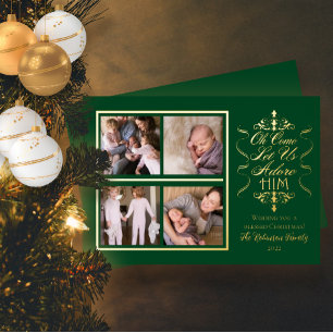 Oh Come Let Us Adore Him 4 Foto Weihnachten Folien Feiertagskarte