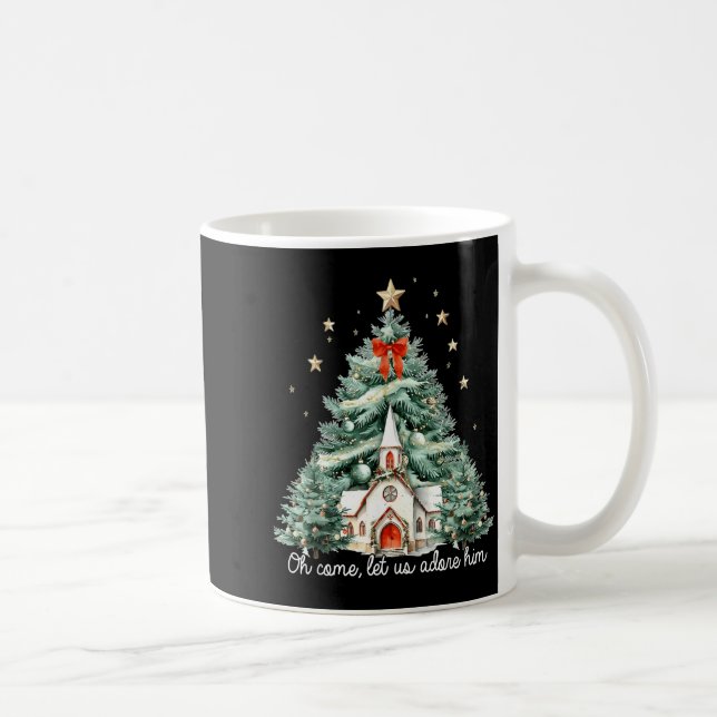 Oh Come Let Us Adore Him Christian Jesus Christmas Kaffeetasse (Rechts)