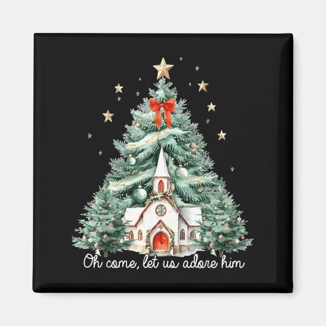 Oh Come Let Us Adore Him Christian Jesus Christmas Magnet (Vorne)
