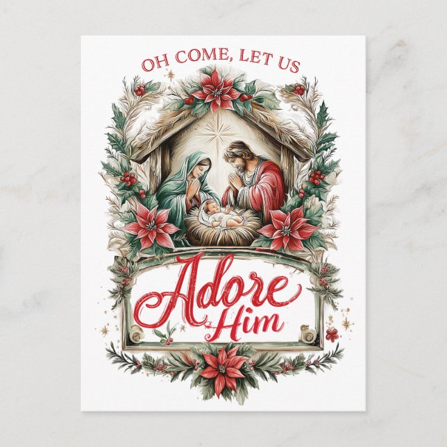 Oh Come Let Us Adore Him Postkarte (Vorderseite)