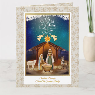 "Oh Come Let Us Adore Him" Weihnachten Geburt Chri Karte