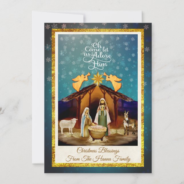 "Oh Come Let Us Adore Him" Weihnachten Geburt Jesu (Vorderseite)