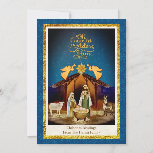 "Oh Come Let Us Adore Him" Weihnachten Geburt Jesu (Vorderseite)