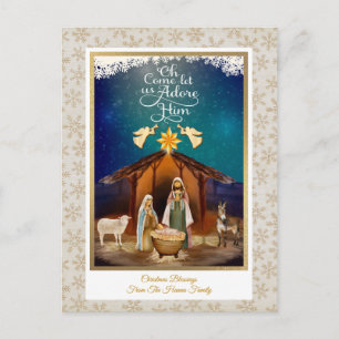 "Oh Come Let Us Adore Him" Weihnachten Geburt Jesu Postkarte