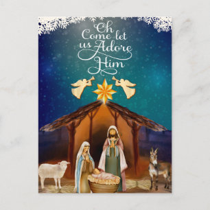 "Oh Come Let Us Adore Him" Weihnachtsgeschichte Postkarte