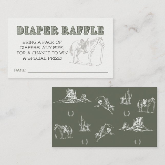 Oh Cowboy Babydusche - Windelwaschkarte Begleitkarte (Vorne/Hinten)