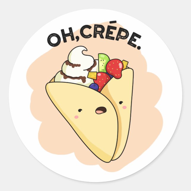 Oh Crepe Funny Food Puff Runder Aufkleber (Vorderseite)