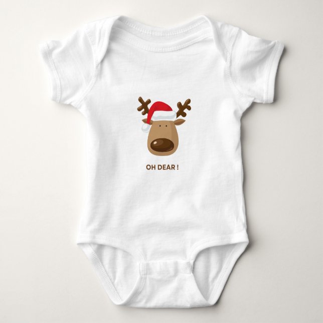 Oh Dear! Funny Reindeer Holiday Gift for moms Baby Strampler (Vorderseite)