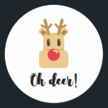 Oh Dee Christmas Runder Aufkleber<br><div class="desc">Oh Deer,  ein einfaches und lustiges Weihnachtsdesign.</div>