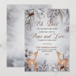 Oh Dee rustikale Winter Blumenfrieden und Liebe Feiertagskarte