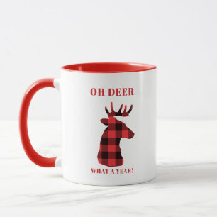 Oh Dee Was für ein Jahr Buffalo Karierte Ferien Tasse