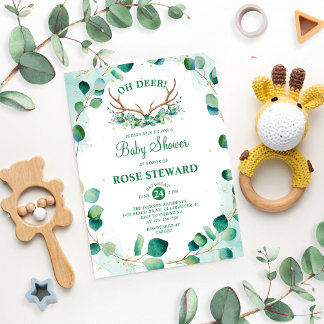 Oh Deer Antlers Greenery Eucalyptus Boho Einladung