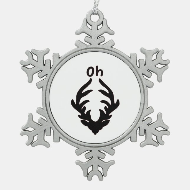 Oh Deer Artistic Clean Style  Schneeflocken Zinn-Ornament (Vorderseite)