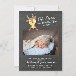 Oh Deer Baby Boys Foto Geburtsankündigung Ankündigung