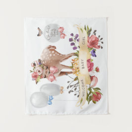 Oh Deer Baby Dusche Hintergrund Wandteppich