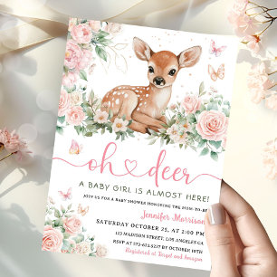 Oh Deer Baby Dusche Pink Girl Einladung
