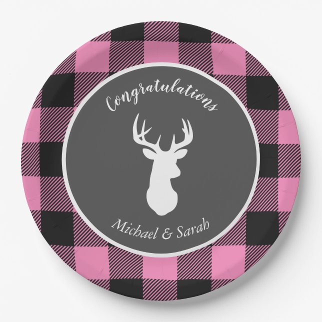 Oh Deer Baby Dusche Pink Pappteller (Vorderseite)