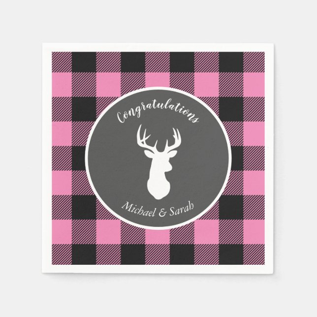 Oh Deer Baby Dusche Pink Serviette (Vorderseite)