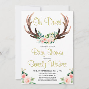 Oh Deer Baby Dusche Wasserfarbe Botanische Flora Einladung